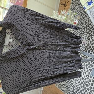 Black Polka Dot Button-Up Blouse